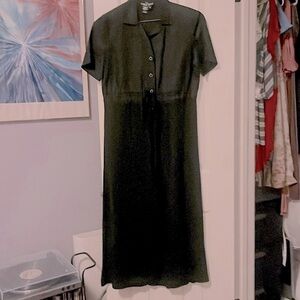 Vintage Carole Little black dress, linen and silk, size 8